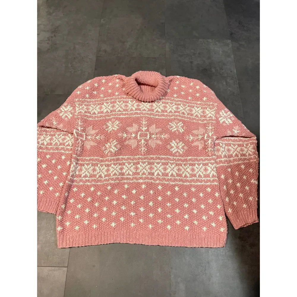 Jones New York Pink Fairisle Knit‎ Sweater - Cozy Winter Fashion B-9